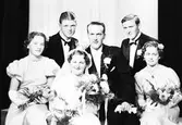 Brudparet Jansson med marskalk och brudtärnor