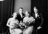 Brudparen Tage Berger och Ellen Norgren och paret Jansson. Vigsel 28 september 1935


