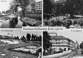 Uppe till vänster, Sätra med Bäckebrobäcken.
Uppe till höger, parti från Stadsträdgården.
Nere till vänster, Hemlingbyanläggningen.
Nere till höger, N Kungsgatan.
