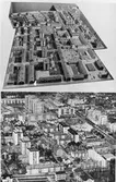 Centrala Söder i plexiglasmodell och i verkligheten våren 1959, från söder.
