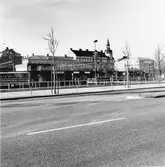 Hamntorget, nuvarande busstation. I bakgrunden kv. Armfelt. Längst t.h. skymtar Centralhotellet.
