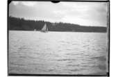 Segelsällskapets första segling i juni 1908 på Hjälmaren.
Segelbåt.