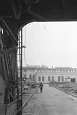 Ekensbergs varv 1970; fundament till varvskran, i bakgrunden stora plåthallen