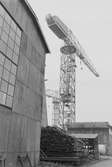 Ekensbergs varv 1970: varvskranar och varvsbyggnader vid den s k utrustningskajen mot Essingesundet