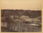 Vy från Gavleåns södra sida mot Stadsträdgården och lasarettet.

