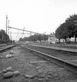 Reportage för Gefle Dagblad. Elektrificering av bangård. 1937