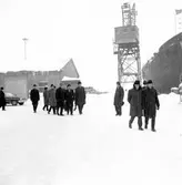 År 1966. Gävle Varv. Sjösättningen av 