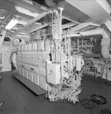 År 1963. Gävle Varv. M/S Nova. Maskinrum.



