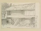 Svalbod i Björken, Siljansnäs sn., Dalarna. Teckning av Ferdinand Boberg