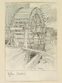 Halland, Fjäre hd., Fjärås o Tölö snr., Hjälm. Kvarnhjul. Teckning av Ferdinand Boberg