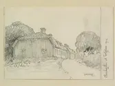 Gästrikland, Valbo sn., bruksgatan i Tolvfors. Teckning av Ferdinand Boberg.