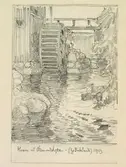 Gästrikland, Torsåkers sn. Kvarn vid Åsmundshyttan. Teckning av Ferdinand Boberg.