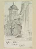Teckning av Ferdinand Boberg. Uddevalla, Uddevalla kyrka och fristående kyrktorn