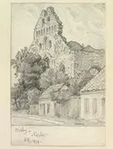 Teckning av Ferdinand Boberg. Visby, Nicolai ruin