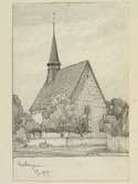 Teckning av Ferdinand Boberg. Visby, Västergarns kyrka
