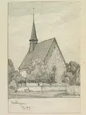 Teckning av Ferdinand Boberg. Visby, Västergarns kyrka