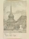 Jämtland, Hallens kyrka. Teckning av Ferdinand Boberg