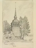 Teckning av Ferdinand Boberg. Medelpad, Tuna kyrka
