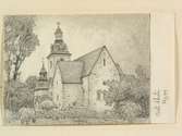 Teckning av Ferdinand Boberg. Östergötland, Gullbergs hd., Vreta kloster k:a