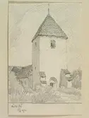 Teckning av Ferdinand Boberg. Skåne, Torna hd., Hällestads kyrka