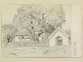 Teckning av Ferdinand Boberg. Västergötland, Vätte hd., Angereds kyrka