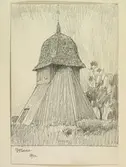 Teckning av Ferdinand Boberg. Västergötland, Gäsene hd., Vesene kyrka, Stapeln