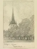 Teckning av Ferdinand Boberg. Arboga , Trefaldighetskyrkan