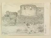 Teckning av Ferdinand Boberg. Borgholm, Slottsruinen