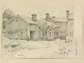 Teckning av Ferdinand Boberg. Uppsala, Åsgränd