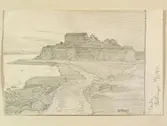 Teckning av Ferdinand Boberg. Varberg, Fästningen