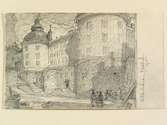 Teckning av Ferdinand Boberg. Stockholm, Staden inom br. , Riddarholmen, Kv. Kungshuset, Birger Jarlstorg 16