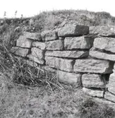 Rest av hällkista, byggd av liggande flis.