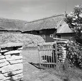 Ladugård i skiftesverk och med stråtak på gården Arbelunda 3:3.