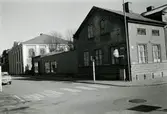 En missionskyrka och butiksbyggnad i kvarter Tenngjutaren 1 och 2. Strömgatan 2, 4. Från Larmgatan. Båda husen numera rivna.