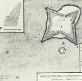 Uppmätningsritning av Grimskärs skans av A. Berg 1650.