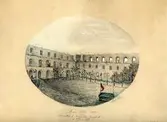 Borgholms slottsruin teckning med anledning av en konsert som hölls den 3 juli 1876.