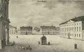 Stortorget. Efter en litografi tillhörig Wahledowska samlingen, cirka 1850.