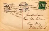 Till lantbrukare herr Edv. Nilsson, Torp, no 5, Böda, Öland. Kortet är stämplat i Stockholm 16/3 1917. 
