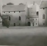 Rekonstruktion av den yngre medeltidsborgen.