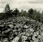 Gravfält på berget 300 meter sydost om Lund, mitt för Gladhammars kyrka. De stora rösena längst i söder.