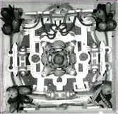 Kalmar slott Detalj av Kungsmakets kassettak.
På vissa plåtar har Martin Olsson klistrat eltejp för att markera hur bilden skulle beskäras i boken.