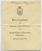 Placeringslista vid Kalmar stads middag för Kungliga Kalmar Regementes officerskår midsommardagen 1923.