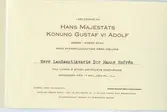 Inbjudan till landsantikvarie Manne Hofrén att närvara vid kungamiddag i Nybro. Gustav VI Adolfs Eriksgata.