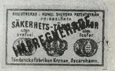 Tändsticksetikett från Tändsticksfabriken kronan i Oskarshamn, 
