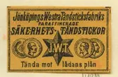 Tändsticksetikett från Jönköpings tändsticksfabrik,  