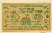 Tändsticksetikett från Jönköpings tändsticksfabrik,  