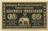 Tändsticksetikett från Jönköpings tändsticksfabrik,  