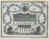 Paketetikett, cirka 9 x 10 cm. Uppsala universitetsbiblioteks planschsamling.