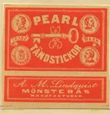 Tändsticksetikett från Mönsterås Tändsticksfabrik, 