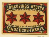 Tändsticksetikett från Mönsterås Tändsticksfabrik, 